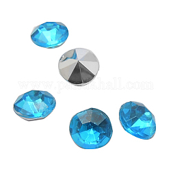 Colorful Acrylic Rhinestone Cabochons, Faceted, Diamond, Pointed Back, Sky Blue, 4x3mm, about 10000pcs/bag