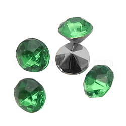 Colorful Acrylic Rhinestone Cabochons, Faceted, Diamond, Pointed Back, Green, 4.5x3mm, about 10000pcs/bag