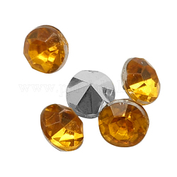 Colorful Acrylic Rhinestone Cabochons, Faceted, Diamond, Pointed Back, Gold, 5.5x4mm, about 10000pcs/bag