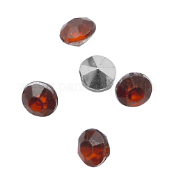 Colorful Acrylic Rhinestone Cabochons, Faceted, Diamond, Pointed Back, Chocolate, 6x4mm, about 5000pcs/bag
