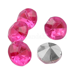 Colorful Acrylic Rhinestone Cabochons, Faceted, Diamond, Pointed Back, Cerise, 7x4mm, about 5000pcs/bag