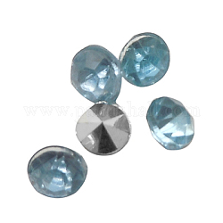 Colorful Acrylic Rhinestone Cabochons, Faceted, Diamond, Pointed Back, Light Blue, 7x4mm, about 5000pcs/bag