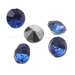 Colorful Acrylic Rhinestone Cabochons, Faceted, Diamond, Pointed Back, Prussian Blue, 7x4mm, about 5000pcs/bag