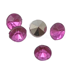 Colorful Acrylic Rhinestone Cabochons, Faceted, Diamond, Pointed Back, Hot Pink, 8x6mm, about 2000pcs/bag