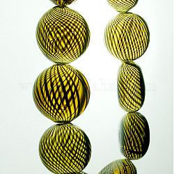 16~17inch Handmade Blown Glass Beads Strands, Flat Round, Olive, about 20mm in diameter,12~13mm thick, about 20pcs/strand