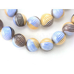 15inch Handmade Blown Glass Beads Strands, Round, Colorful, about 12mm in diameter, 32pcs/strand