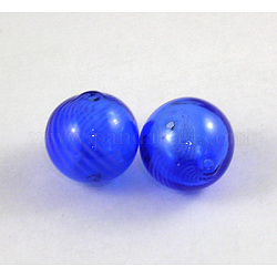 Handmade Blown Glass Globe Beads, Round, Blue, about 20mm in diameter, hole: 1~2mm