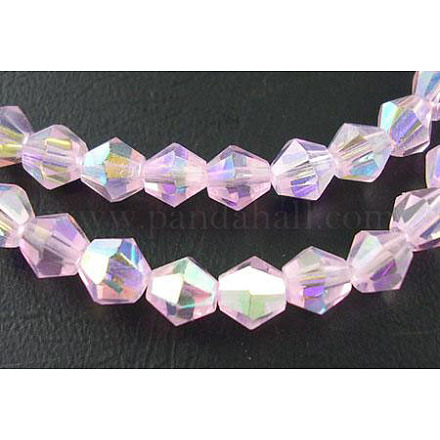 14inch Handmade Glass Faceted Bicone Beads GB4mmC29-AB-1