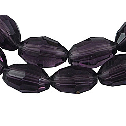 Chapelets de perles en verre, facette, ovale, violet, longueur d'environ 8 mm , épaisseur de 6mm, Trou: 1.5mm, Environ 72 pcs/chapelet