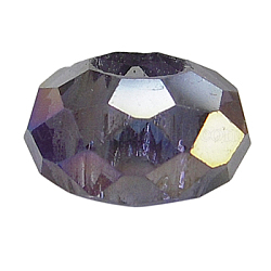 Glass European Beads, Large Hole Beads, No Metal Core, Faceted, Rondelle, Purple, 14x8mm, Hole: 5mm