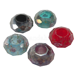 Glass European Beads, Large Hole Beads, No Metal Core, Rondelle, Mixed Color, about 14mm in diameter, 8mm thick, hole: 5mm