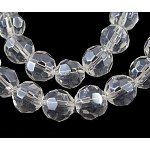Abalorios de vidrio, reronda facetas, Claro, lustre de la perla chapado, las abalorios aproximadamente 4 mm de diámetro, agujero: 1 mm, aproximadamente 13 pulgada / hebra, aproximamente 83 pcs / cadena
