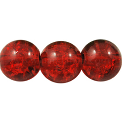 Crackle Glass Beads Strands, Round, Dark Red, about 10mm in diameter, hole: 1mm, about 80pcs/strand, 32 inch/strand