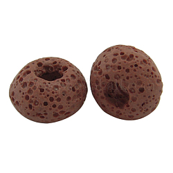 Perle europee in pietra lavica, perline con foro grande, non nucleo di metallo, rondelle, indian rosso, 15~16.5x9~10mm, Foro: 5 mm