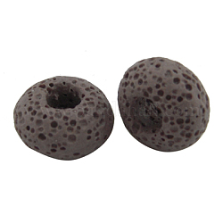 Perle europee in pietra lavica, perline con foro grande, non nucleo di metallo, rondelle, cardo, 15~16.5x9~10mm, Foro: 5 mm