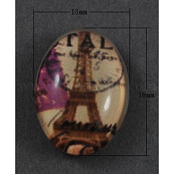 Tempered Glass Cabochons, Oval, Chocolate, Size: about 18mm long, 13mm wide, 6mm thick