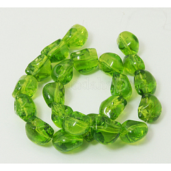 Glass Beads Strands, Skull, Yellow Green, 13x10x10mm, Hole: 1mm, about 22pcs/strand, 10.2inch