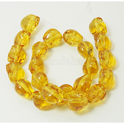 Glass Beads Strands, Skull, Orange, 13x10x10mm, Hole: 1mm, about 22pcs/strand, 10.2inch