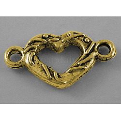 Tibetan Antique Golden Pendants, Lead Free and Cadmium Free, Heart, 16mm wide, 8.5mm high,2mm thick, hole:1.5mm