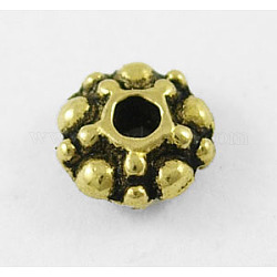 Tibetischen stil Abstandsperlen, Antik Golden Farbe, Bleifrei und Nickel frei und Cadmiumfrei, 6x3 mm, Bohrung: 1.5 mm