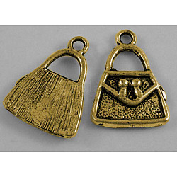 Tibetan Style Alloy Pendants, Bag, Lead Free and Cadmium Free, Antique Golden, 21.5x15.3x2.5mm, Hole: 2.5mm