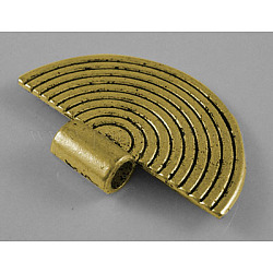 Сплавочные подвески тибетского стиля, половину плоской круглой, античное золото , без свинца, без кадмия и без никеля, 23x34 мм, отверстие : 3.5 мм