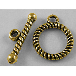 Fermoirs T de style tibétain , Or antique, sans plomb et sans cadmium, taille: anneau: 13x16mm, barre: 6x18mm, trou: 2 mm.