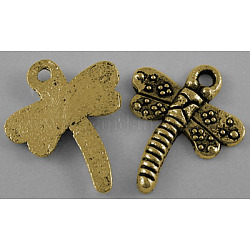 Tibetan Style Alloy Pendants, Dragonfly, Antique Golden, Lead Free and Cadmium Free, 18x15x2mm, Hole: 1.5mm