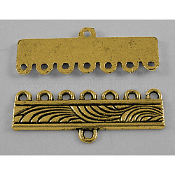 Antique Golden Tibetan Style Links, Lead Free and Cadmium Free, 11mm long, 28mm wide, 1mm thick hole: 1mm