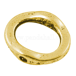 チベットスタイル合金ビーズフレーム  リング  アンティーク黄金  鉛フリー＆カドミウムフリー  15x13x3.5mm  穴：1.5mm