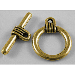 Tibetan Style Toggle Clasps, Antique Golden, Lead Free & Cadmium Free, Toggle: 16mm wide, 20mm long, Bar: 23mm long, hole: 1.5mm
