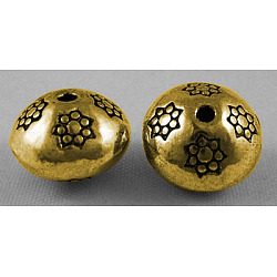 Tibetischen stil Abstandsperlen, Doppelkegel, Bleifrei und Nickel frei und Cadmiumfrei, Antik Golden, 10.5x7.5 mm, Bohrung: 1 mm