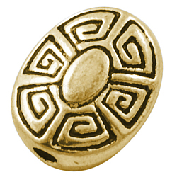 Abalorios de aleación de estilo tibetano, oval, sin plomo y el cadmio, oro antiguo, 11x9x4mm, agujero: 2 mm