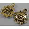 Tibetan Style Alloy Antique Golden Pendants, Lead Free, Cadmium Free and Nickel Free, Sun, 16mm long, 12.5mm wide, 2mm thick hole: 2mm