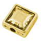 チベット風合金ビーズ  正方形  アンティーク黄金  鉛フリー＆カドミウムフリー＆ニッケルフリー  7.5x7.5x4mm  穴：1.5mm GLF10777Y-NF-1