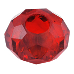 Perles européennes en cristal faites à la main, Perles avec un grand trou   , imitation autrichien, rondelle, rouge foncé, environ 14 mm de diamètre, épaisseur de 8mm, Trou: 5mm