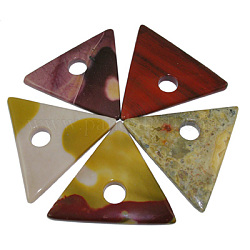 Natural Gemstone Pendants, Triangle, Assorted, about 54~55mm wide, 47~48mm long, 6~7mm thick, hole: 9mm