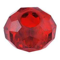 I branelli europei di cristallo fatto a mano, perline con foro grande, imitazione austriaco, rondelle, rosso scuro, circa14 mm di diametro, 8 mm di spessore, Foro: 5 mm