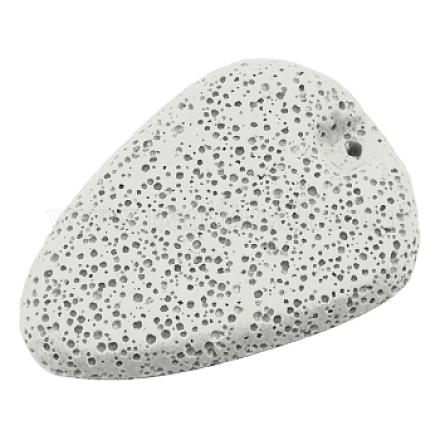 天然石ペンダント溶岩のペンダント  ティアドロップ  ホワイト  約34~36 mm幅  長さ47~50mm  厚さ7~8mm  穴：1mm GP381-1-1