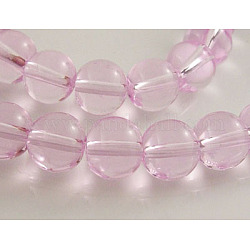 Glass Beads Strands, Round, Pink, about 10mm in diameter, hole: 1mm, about 30pcs/strand, 12inch