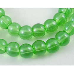 Glass Beads Strands, Round, MiediumGreen, about 4mm in diameter, hole: 1mm, about 80pcs/strand, 13 inch