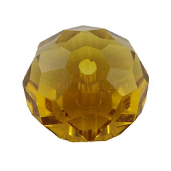 Handmade Glass Beads, Faceted, Rondelle, Dark Goldenrod, 12x8mm, Hole: 1.2~1.8mm