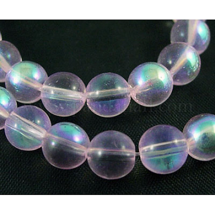Chapelets de perles en verre rondes GR6mm29Y-AB-1