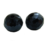 Стеклянные бусины, граненые круглые, покрытием черного, диаметром около 10 мм , отверстие : 1.5 мм