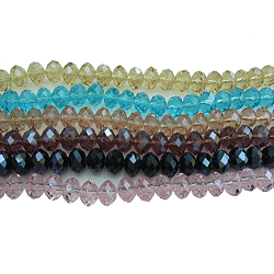 Handmade Glass Beads Strands, Faceted, Rondelle, Mixed Color, about 12mm in diameter, 8mm thick, hole: 1.5mm, about 72pcs/strand, 21 inch