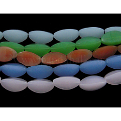 Imitation Jade Glass Beads Strands, Melon, Mixed Color, 20x10mm, Hole: 1mm, about 16pcs/strand, 12.5inch