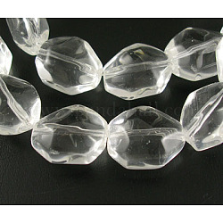 Glass Beads Strands, Faceted, Octagon, Clear, 17x13x9mm, Hole: 1mm, about 21pcs/strand, 14inch