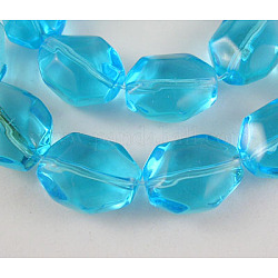 Glass Beads Strands, Faceted, Octagon, DeepSky Blue, 17x13x9mm, Hole: 1mm, about 21pcs/strand, 14inch