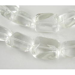 Glass Beads Strands, Twist Square, Clear, 18x15mm, Hole: 1mm, about 18pcs/strand, 13inch