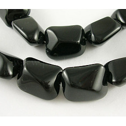 Glass Beads Strands, Twist Square, Black, 18x15mm, Hole: 1mm, about 18pcs/strand, 13inch